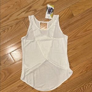 HALARA White Asymmetrical Cut Out Tank Top